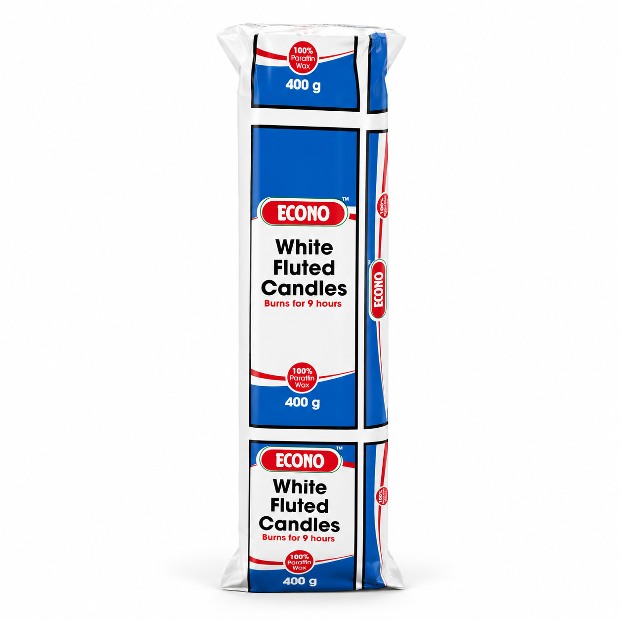 Econo White Fluted Candles 400g